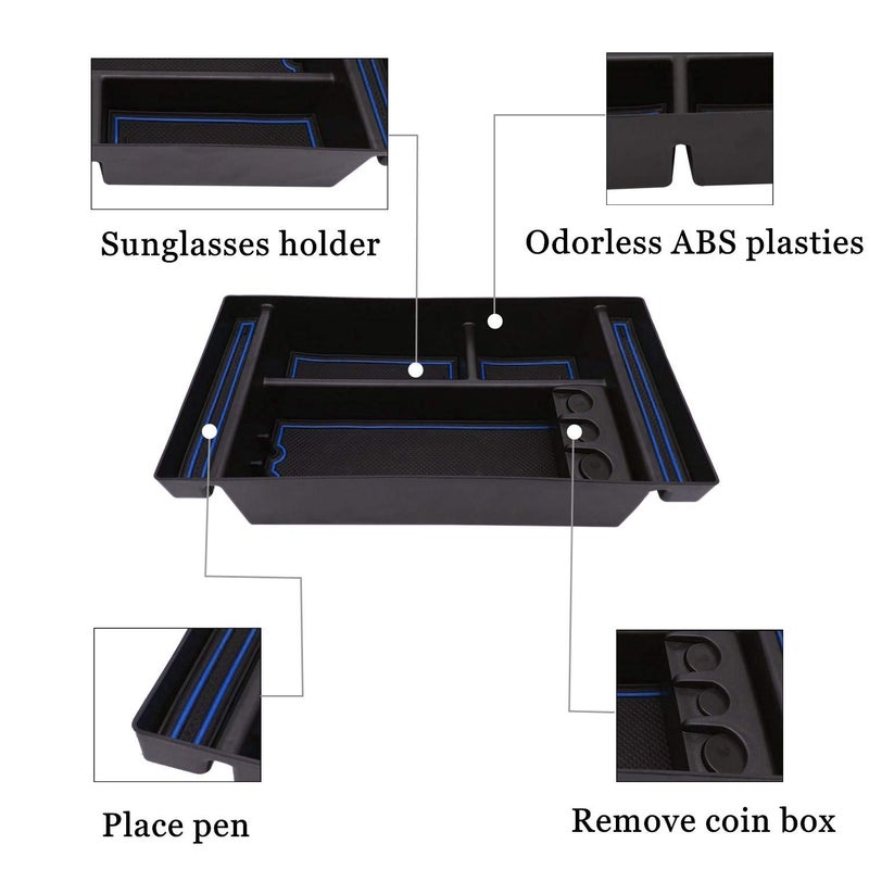 JOJOMARK Center Console Organizer Tray fits for 2019-2022 GMC Sierra/Chevy Silverado 1500 Accessories, 2020-2021 2022 2023 Silverado/Sierra 2500 HD/3500 HD (Half-size, Blue) - Image 4